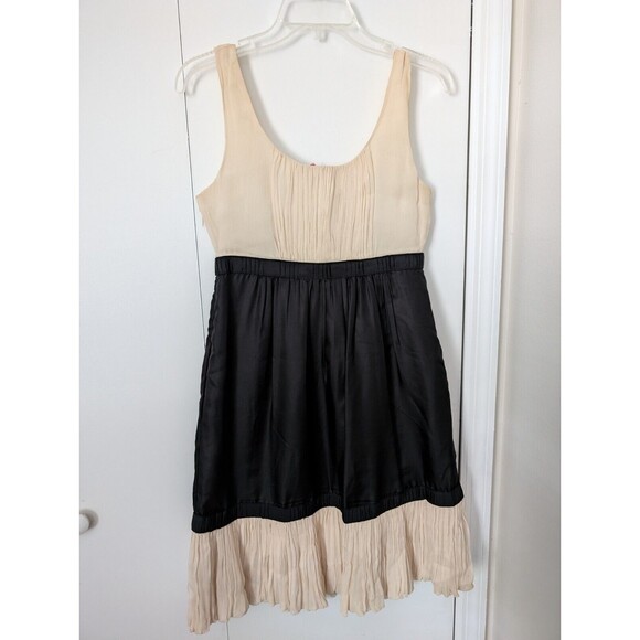 ANTHROPOLOGIE YOANA BARASCHI Theatre Royal Dress Silk Black & Cream Size 4 - Picture 2 of 7